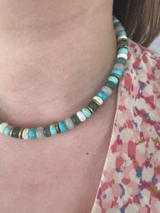 Collier Bonbon turquoise doré