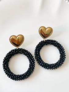 boucles coeur noir doré