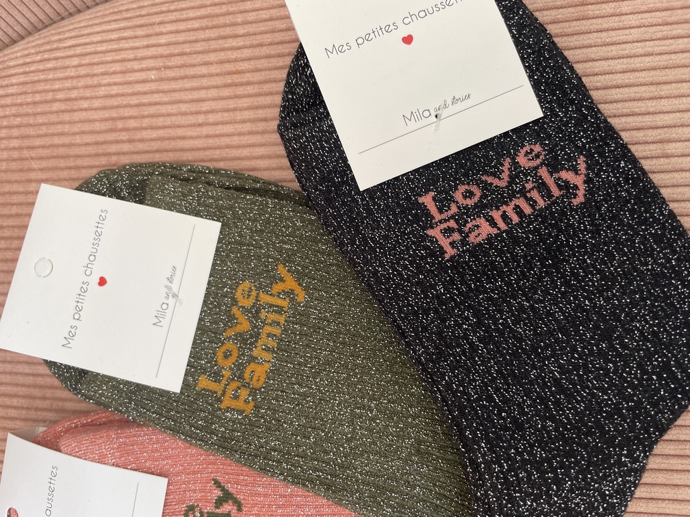 chaussettes kaki Love Family