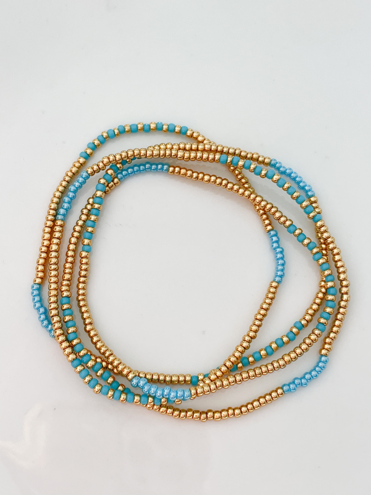 bracelet collier perles turquoise doré