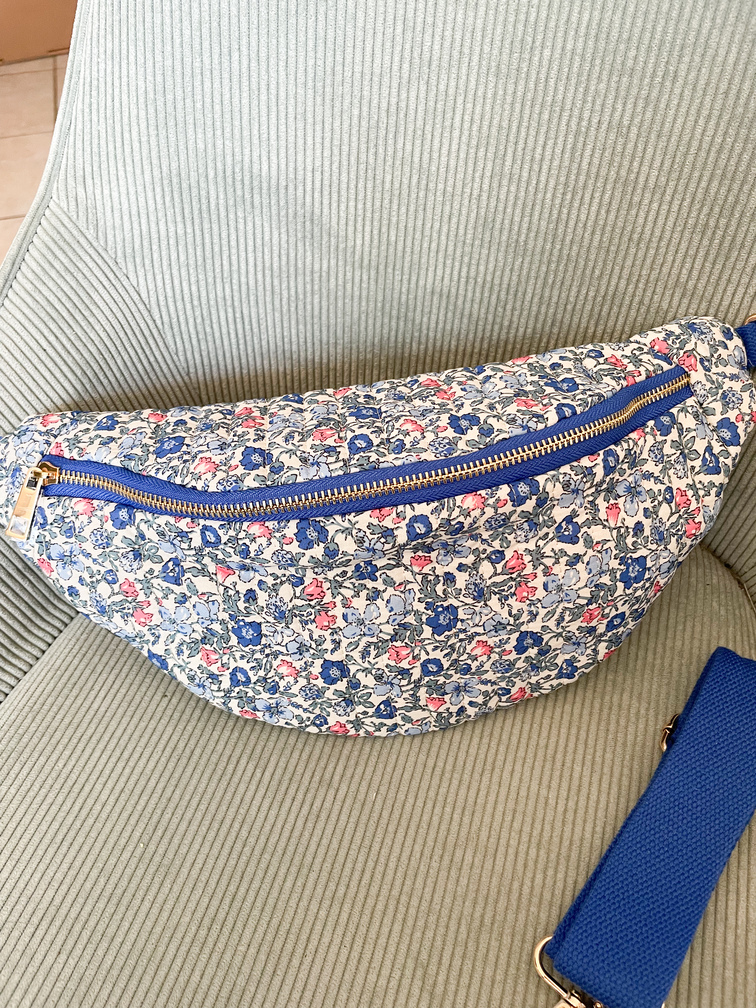 sac banane tissu liberty bleu 