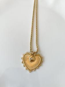 collier coeur double doré