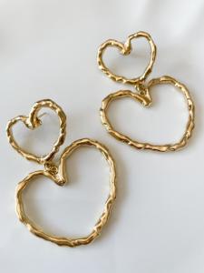 boucles double coeur doré