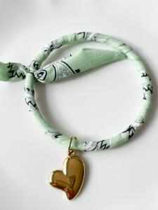 bracelet Bandana vert doré