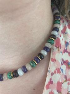 Collier Bonbon violet doré