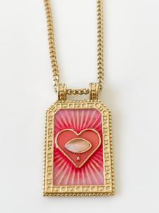 collier médaillon coeur rose doré