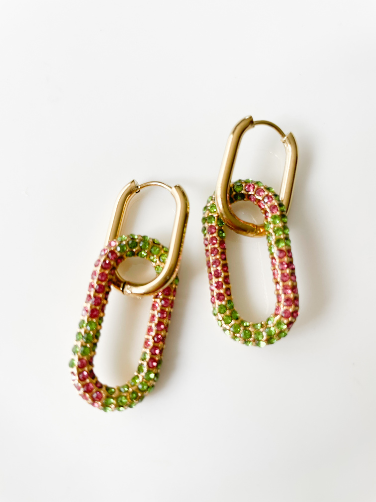 boucles Prisca rose vert doré